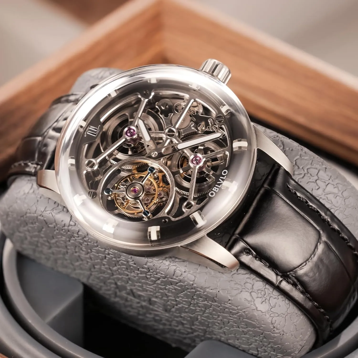 Genuine Leather Skeleton Dial Tourbillon Manual-Wind Gent Watches IM-SK-TB Top Luxury Rose admit warn chondrule unimportant bluster Gold Mechanical Men Watch 