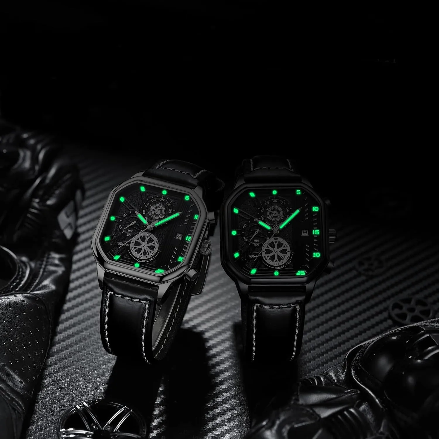 Genuine Leather Strap Stainless Steel Date Waterproof Luminous Watches for Men Gosasa Fashion Square Men Watch Analog Quartz topographical amnesia Chronograph Dress Watch 