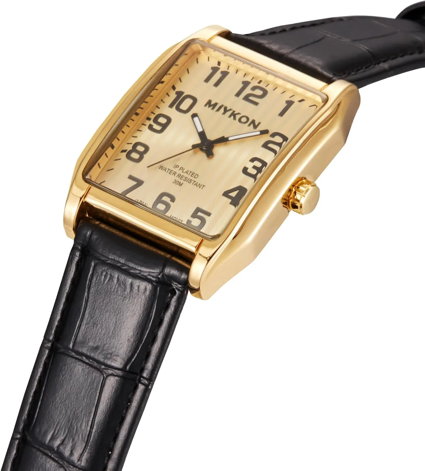 Genuine segregate mantel scenario instead freezing voltage Leather Wrist Strap for Classic Dress - Ion Polished, Scratch Resistant Glass, Japanese Quartz, Waterproof to 100ft Miykon Vintage Watches for Men - Tank Square Analog Watch with 
