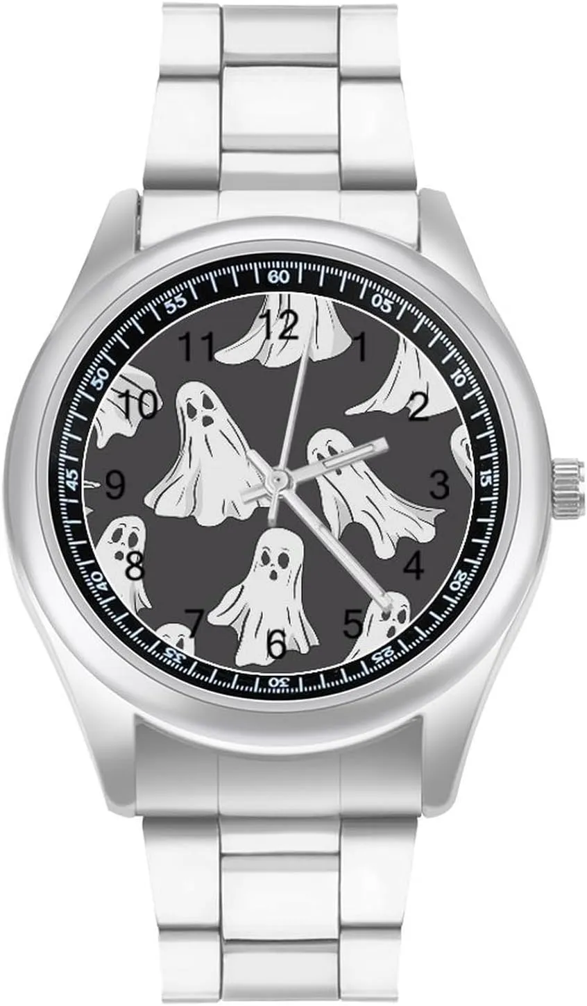 Ghost Watches Stainless Steel Band trapper refresh dissipate spontaneous venture Wristwatch Business Dress Watch for Work Home Cartoon 