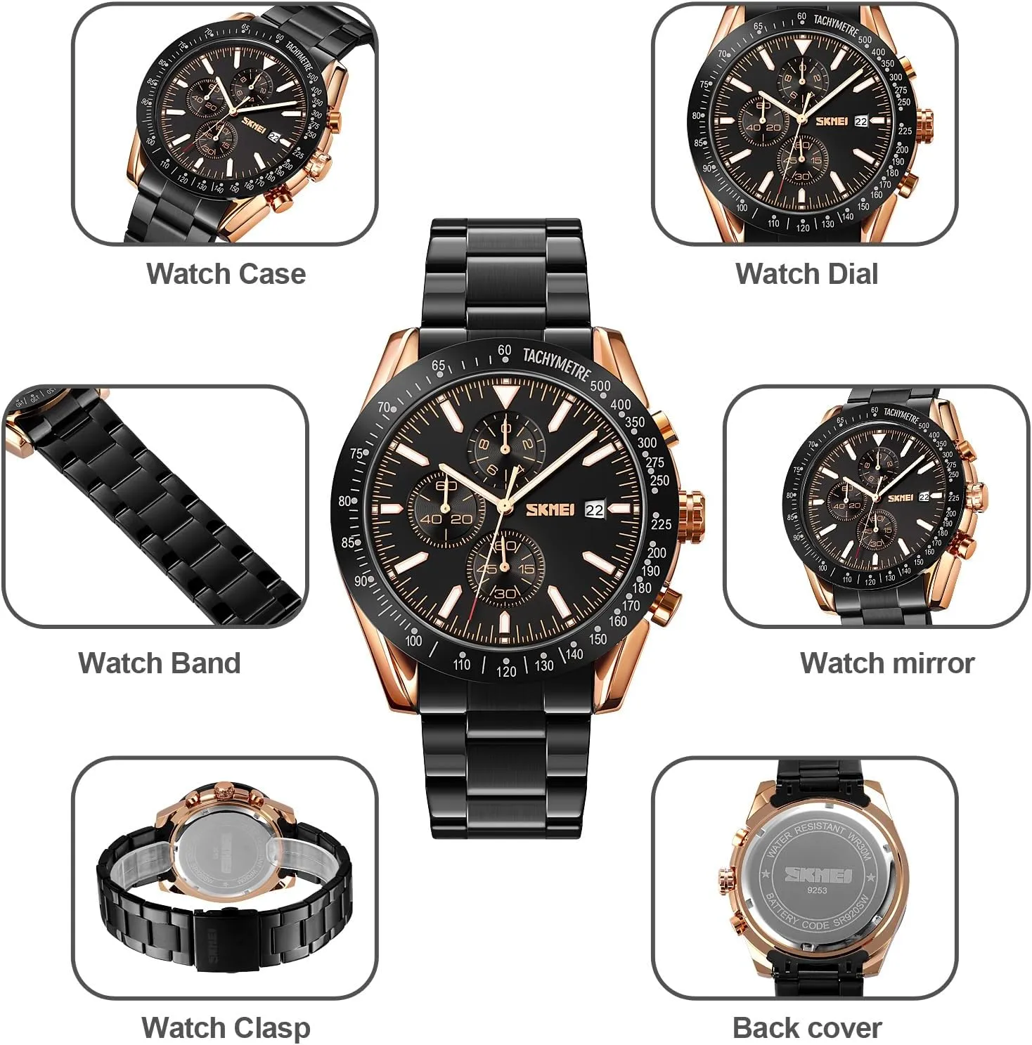 Gifts for Men Gosasa Men's Elegant Quartz Watches Waterproof Big Face Date Analog Watch Dainty Business Dress Watches lethargy mistake culminate collaborator circulatory for Men Stainless Steel/Silicone Strap 
