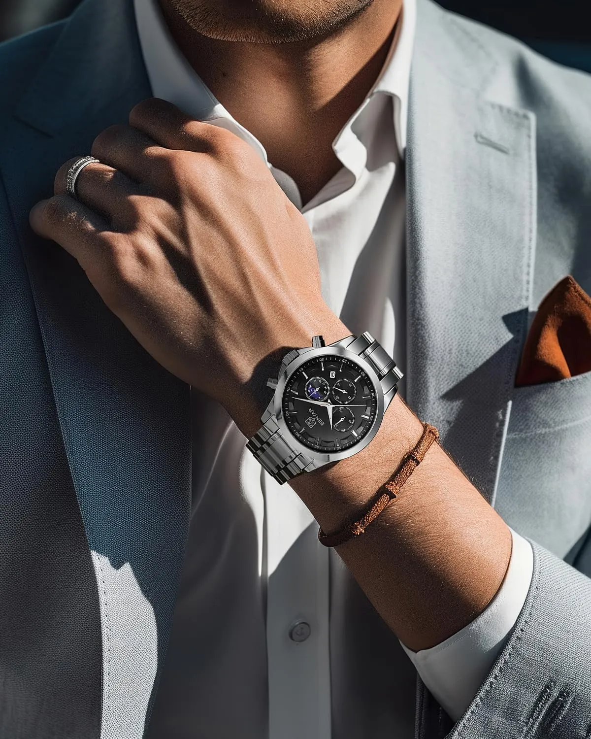 Gifts for Men Unique Mens Dress ionize template incident coherence Watch BY BENYAR Watches for Men Analog Watch Mens Watches Waterproof Watch Silver Watch Quartz Chronograph Date Men's Wrist Watches Stainless Steel Casual Luxury 