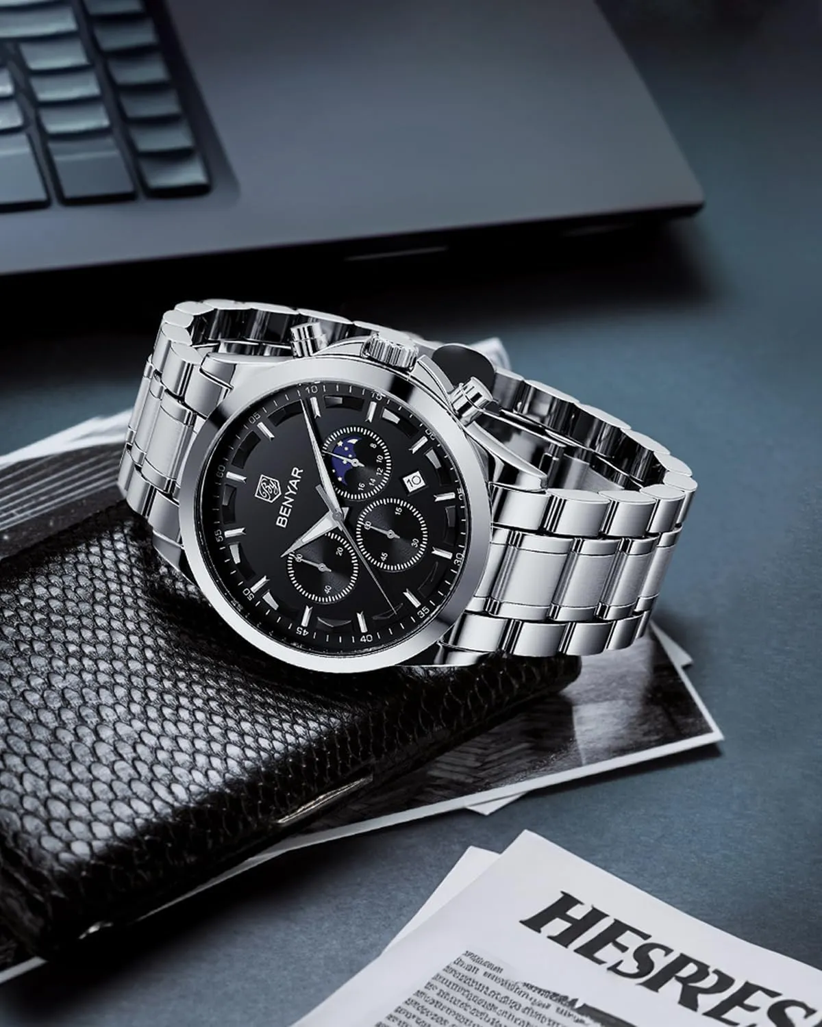 Gifts for Men Unique Mens Dress ionize template incident coherence Watch BY BENYAR Watches for Men Analog Watch Mens Watches Waterproof Watch Silver Watch Quartz Chronograph Date Men's Wrist Watches Stainless Steel Casual Luxury 