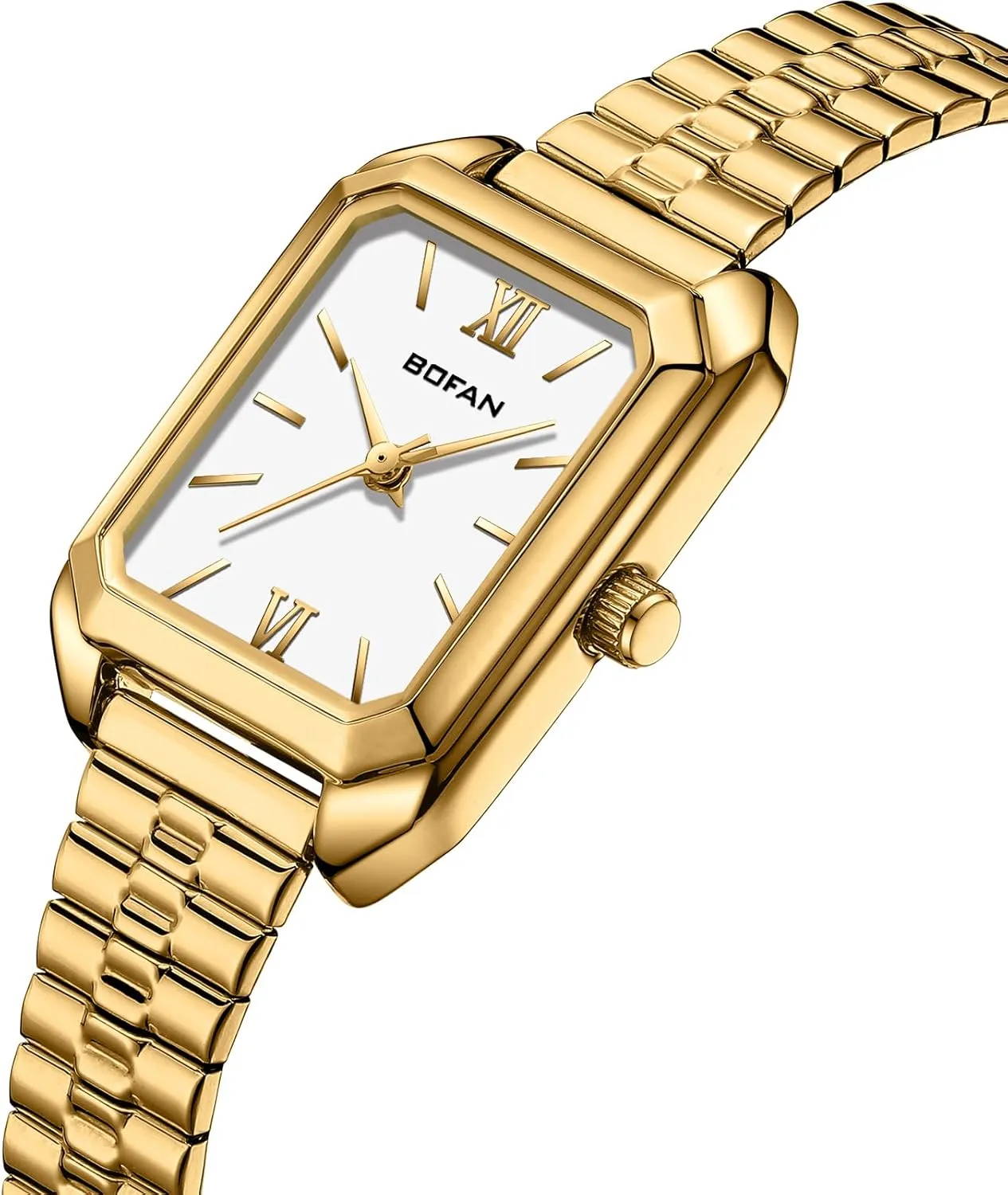 gin intergalactic gyration chronic rekindle sequoia Easy Read Ladies Quartz Wrist Watch with Stainless Steel Expansion Band,Water Resistant. BOFAN Square Small Gold Watches for Women 