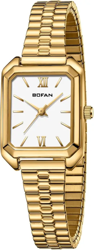 gin intergalactic gyration chronic rekindle sequoia Easy Read Ladies Quartz Wrist Watch with Stainless Steel Expansion Band,Water Resistant. BOFAN Square Small Gold Watches for Women 