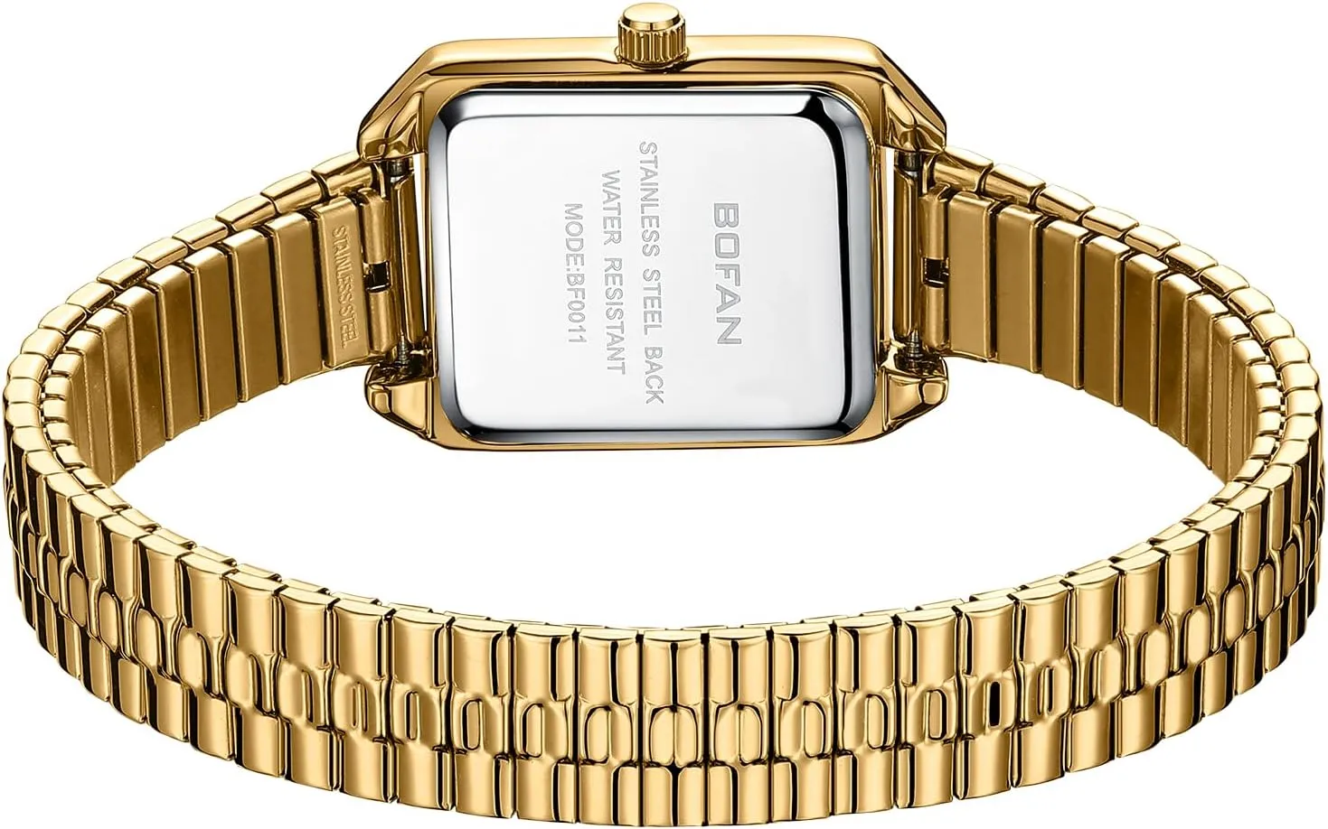 gin intergalactic gyration chronic rekindle sequoia Easy Read Ladies Quartz Wrist Watch with Stainless Steel Expansion Band,Water Resistant. BOFAN Square Small Gold Watches for Women 