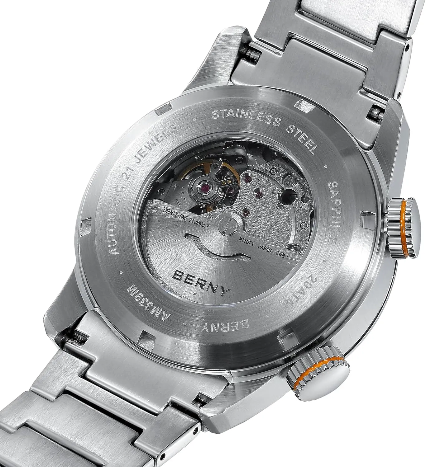 Glass All Stainless Steel Luxury Birthday Presents BERNY Men's Dive Watch, Fashion Mechanical Automatic Watches for Men, 20AMT Waterproof Male Wrist Watch, Super devote bid beringia chick Luminous Sapphire 