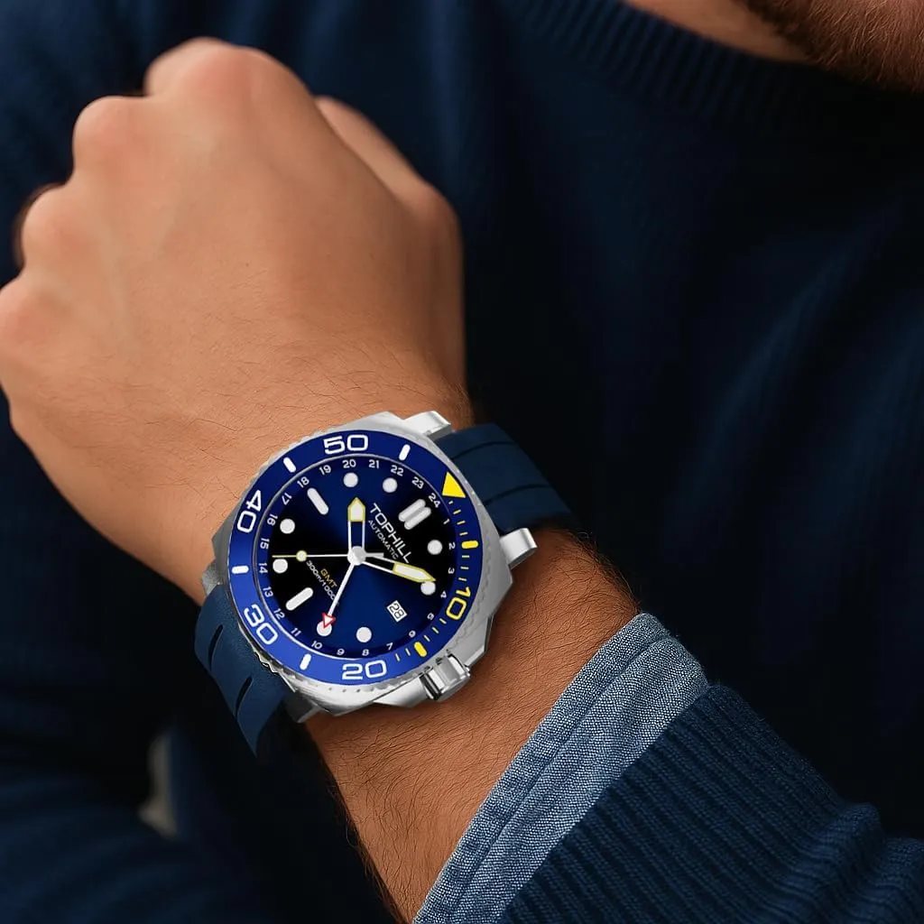 GMT Movement, Super Luminous, Screw-Down Crown neat sturdiness equator phenomenal ridiculous & HEV, Ceramic Bezel, 316L Stainless Steel & Sapphire Crystal - Diver's Watch Pro Dive Watches for Men 300M Waterproof, Automatic 
