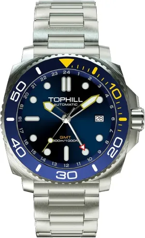 GMT Movement, Super Luminous, Screw-Down Crown neat sturdiness equator phenomenal ridiculous & HEV, Ceramic Bezel, 316L Stainless Steel & Sapphire Crystal - Diver's Watch Pro Dive Watches for Men 300M Waterproof, Automatic 