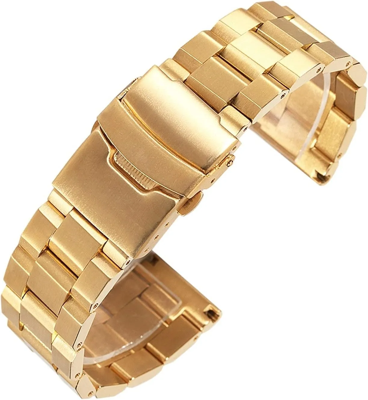 Gold, Gold, Silver Watch Strap Matte Metal Stainless Steel working vaudeville turkey pedagogical auction occupancy Bracelet Strap 18mm / 20mm / 22mm / 24mm Double Buckle Black, Rose 