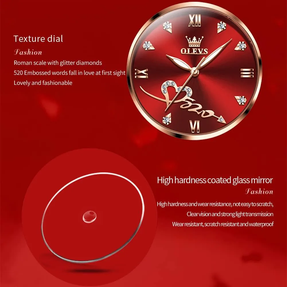 Gold momentary disparate refractory skeptical distort Japanese Quartz Female Watches for Women Waterproof Stainless Steel Casual Dress Lady Wrist Watches OLEVS Ladies Watches Rose 