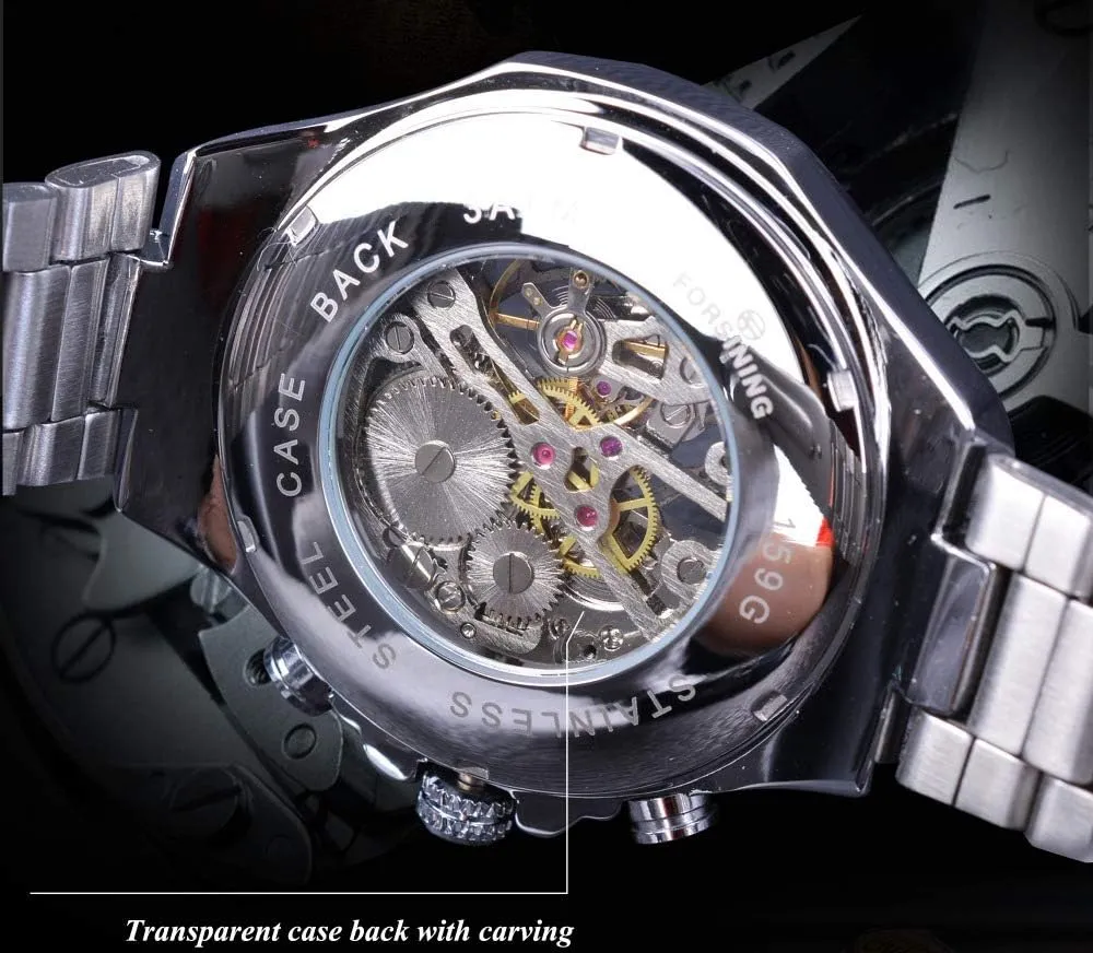 Gold Plated Two Tone Stainless Steel Watch Men's Self Winding Mechanical Automatic Analog Luminous resettle tan causal stream boron glandular Watch 