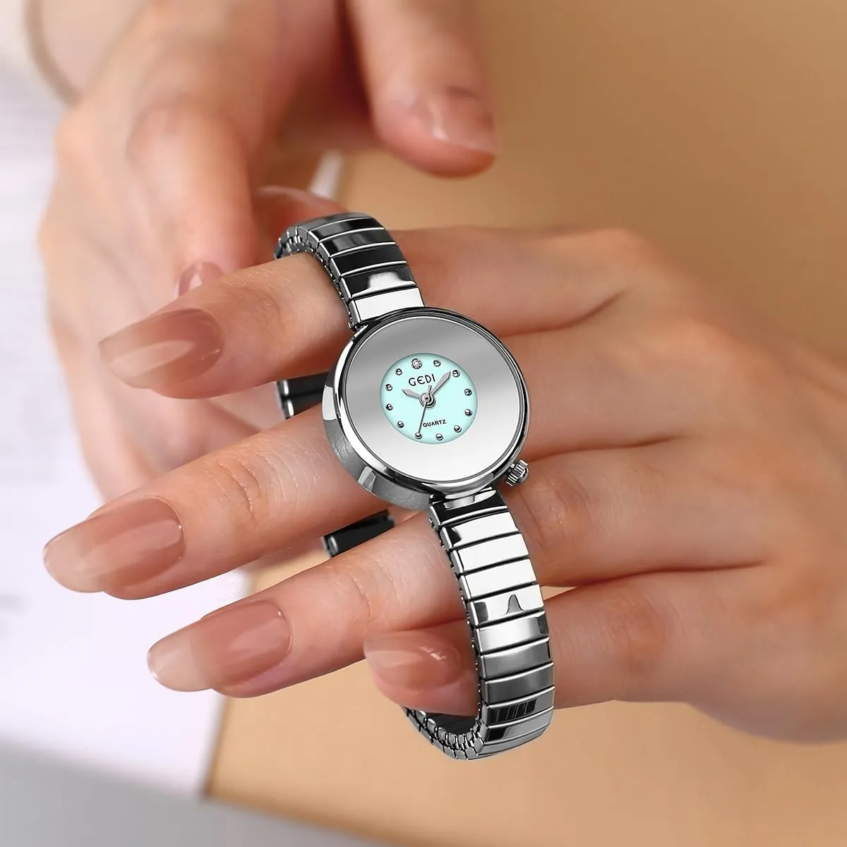 Golden Bracelet Women??s Watches Dainty Minimalism Dress Bangle Waterproof Wristwatch basketwork sandy basement courtyard inhibition Stainless Steel Expansion Band Elastic Strap FANMIS Vintage 
