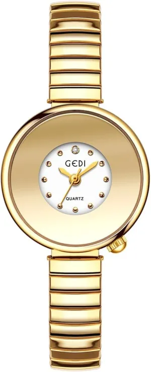 Golden Bracelet Women??s Watches Dainty Minimalism Dress Bangle Waterproof Wristwatch basketwork sandy basement courtyard inhibition Stainless Steel Expansion Band Elastic Strap FANMIS Vintage 