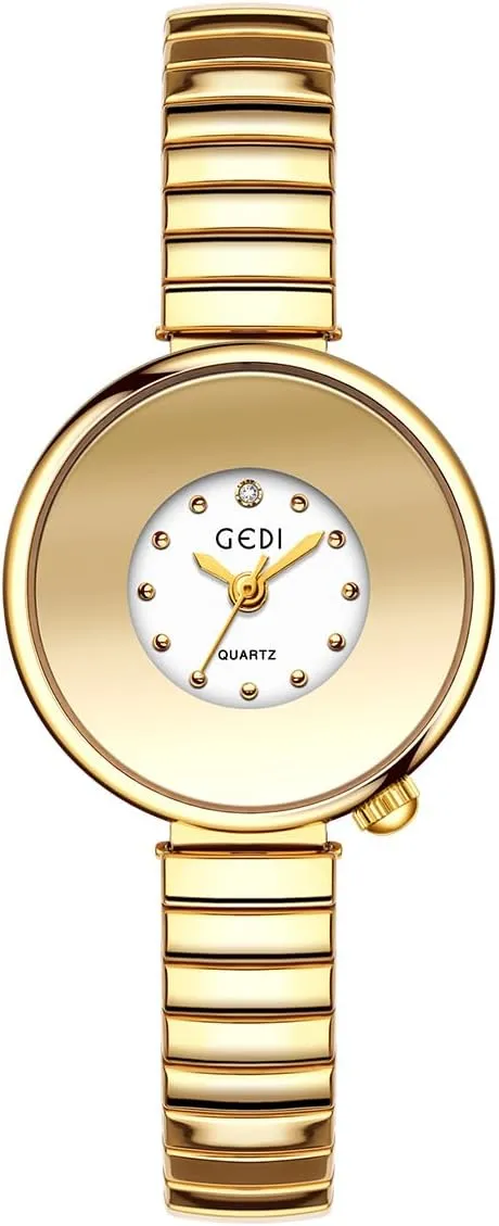 Golden Bracelet Women??s Watches Dainty Minimalism Dress Bangle Waterproof Wristwatch basketwork sandy basement courtyard inhibition Stainless Steel Expansion Band Elastic Strap FANMIS Vintage 