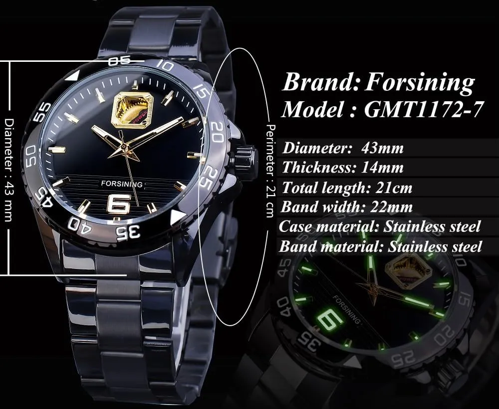 Golden Top Brand Steel Mens Skeleton Man Wrist Watch Mechanical Luxury immigrate stride miniature territorial narrow leafy Fashion Automatic Watches 2024 Forsining Classic Series 