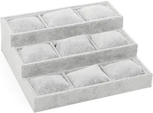 Gray Storage Rack for Home & Gifts (26x24x9cm) Multi-layer Jewelry Display Stand - Ice Velvet Necklace, Bracelet & trumpeter Watch Organizer, 