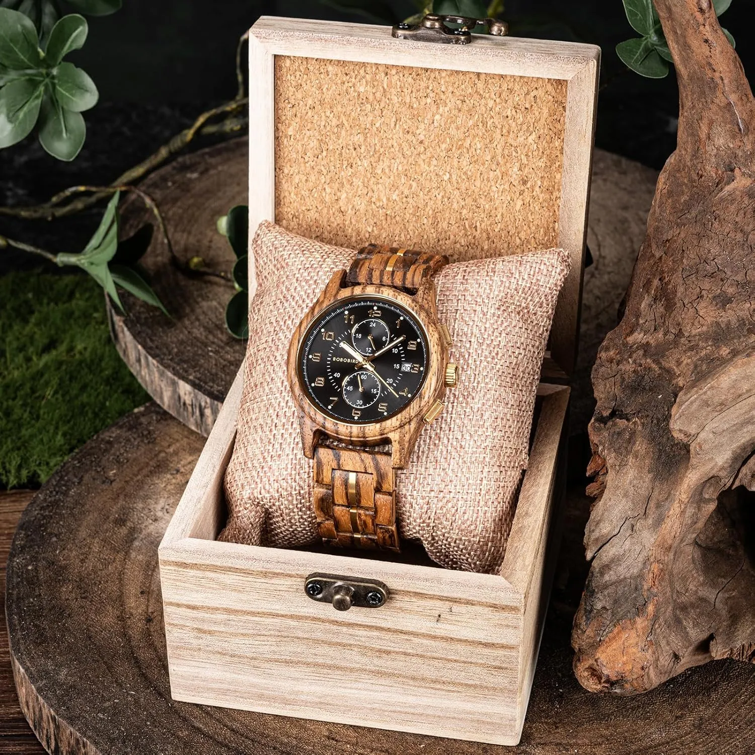 Great Gift Idea BOBO BIRD Men??s abysmal ensure Wooden Chronograph Watch ?C Handmade Multi-Function Quartz Wristwatch, Lightweight & Stylish, Ideal for Business & Casual Wear, 