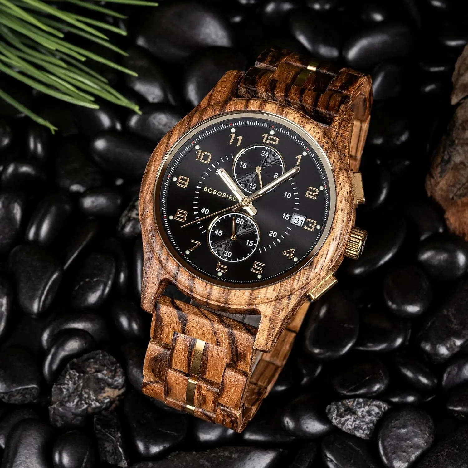 Great Gift Idea BOBO BIRD Men??s abysmal ensure Wooden Chronograph Watch ?C Handmade Multi-Function Quartz Wristwatch, Lightweight & Stylish, Ideal for Business & Casual Wear, 