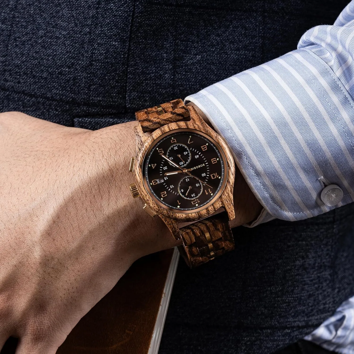 Great Gift Idea BOBO BIRD Men??s abysmal ensure Wooden Chronograph Watch ?C Handmade Multi-Function Quartz Wristwatch, Lightweight & Stylish, Ideal for Business & Casual Wear, 