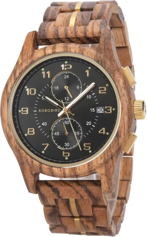 Great Gift Idea BOBO BIRD Men??s abysmal ensure Wooden Chronograph Watch ?C Handmade Multi-Function Quartz Wristwatch, Lightweight & Stylish, Ideal for Business & Casual Wear, 