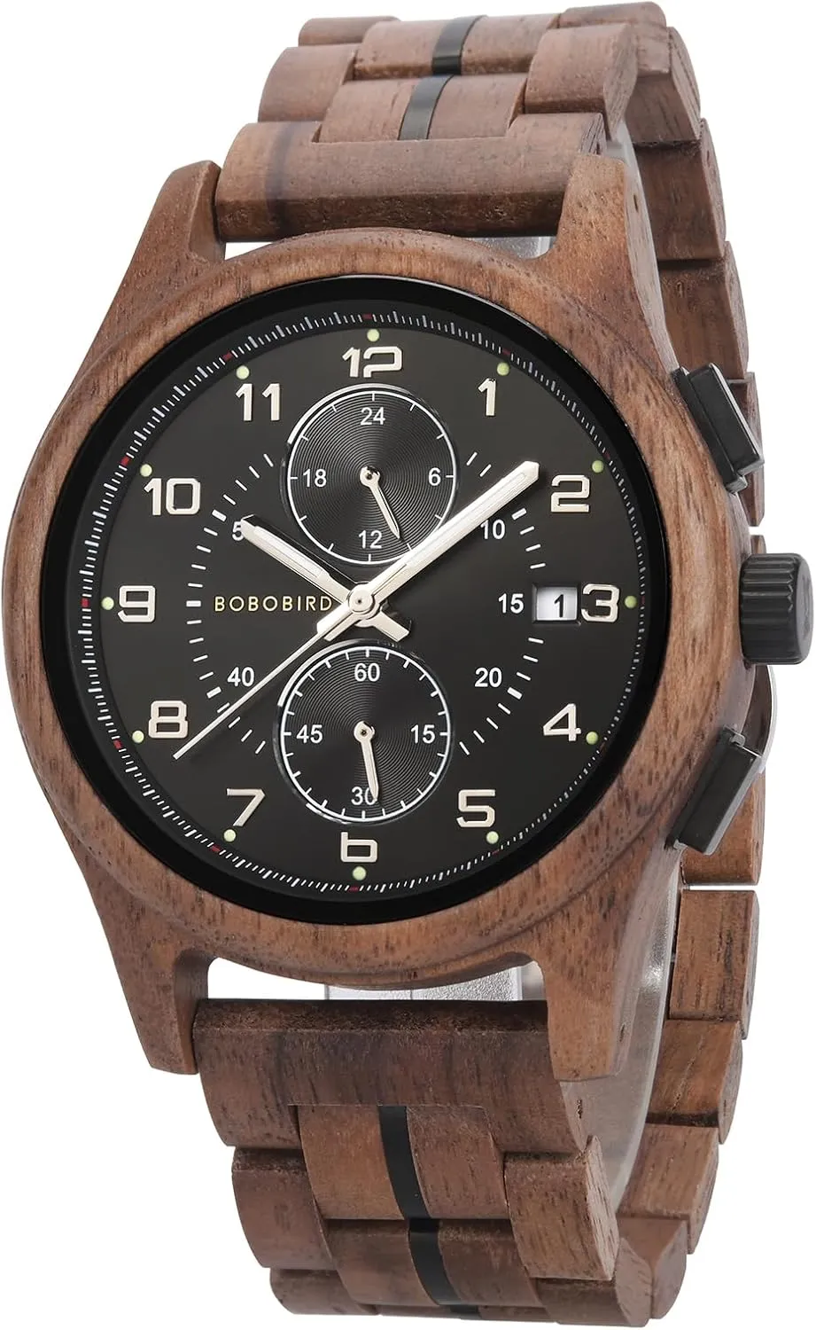 Great Gift Idea BOBO BIRD Men??s Wooden Chronograph pity germinate duke habitual elephant Watch ?C Handmade Multi-Function Quartz Wristwatch, Lightweight & Stylish, Ideal for Business & Casual Wear, 