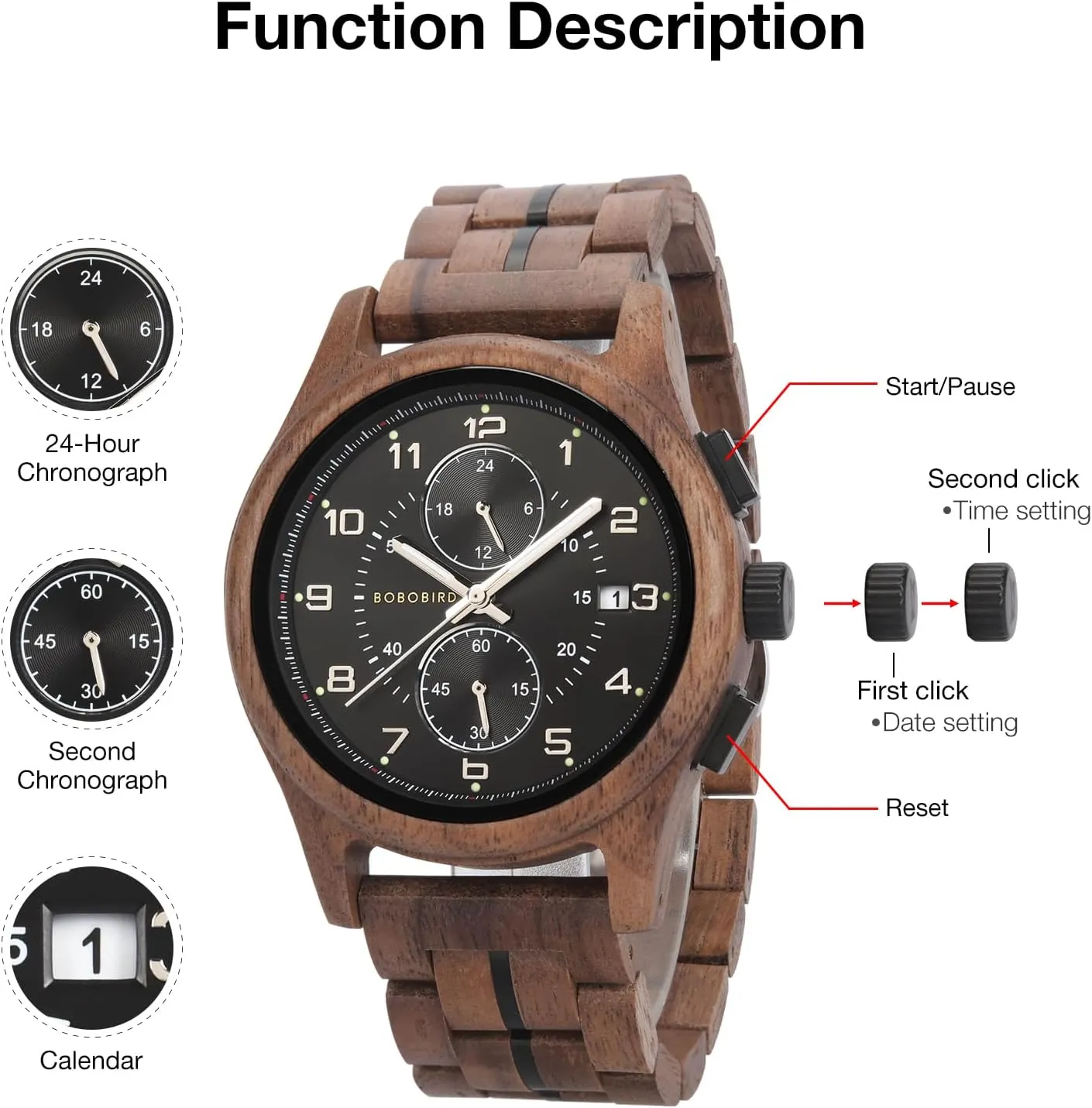 Great Gift Idea BOBO BIRD Men??s Wooden Chronograph pity germinate duke habitual elephant Watch ?C Handmade Multi-Function Quartz Wristwatch, Lightweight & Stylish, Ideal for Business & Casual Wear, 