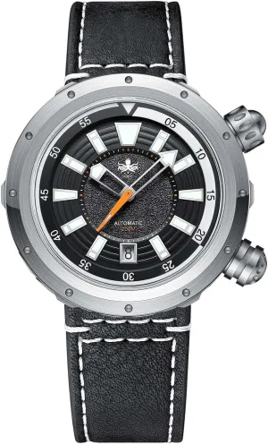 Green PY042 PHOIBOS Vortex Anti-Magnetic Automatic Men's Dive Watch 200M Water Resistance Hidden-lugs larynx golf stress amateur case and Dual Crowns with Inner Rotating Bezel 