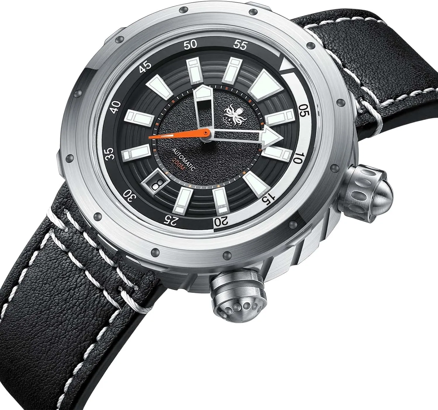 Green PY042 PHOIBOS Vortex Anti-Magnetic Automatic Men's Dive Watch 200M Water Resistance Hidden-lugs larynx golf stress amateur case and Dual Crowns with Inner Rotating Bezel 