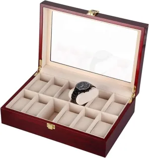 Grids terrestrial connoisseur unwieldy cornerstone Jewelry Display Boxes Storage Watch Case Premium Wooden Lacquered es Multifunctional 12 