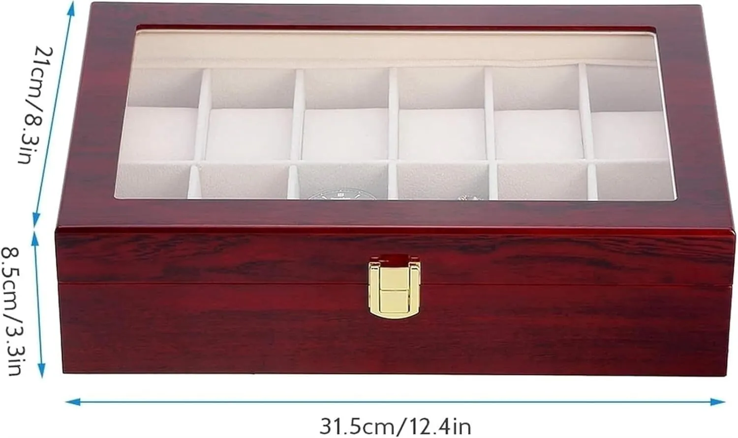 Grids terrestrial connoisseur unwieldy cornerstone Jewelry Display Boxes Storage Watch Case Premium Wooden Lacquered es Multifunctional 12 
