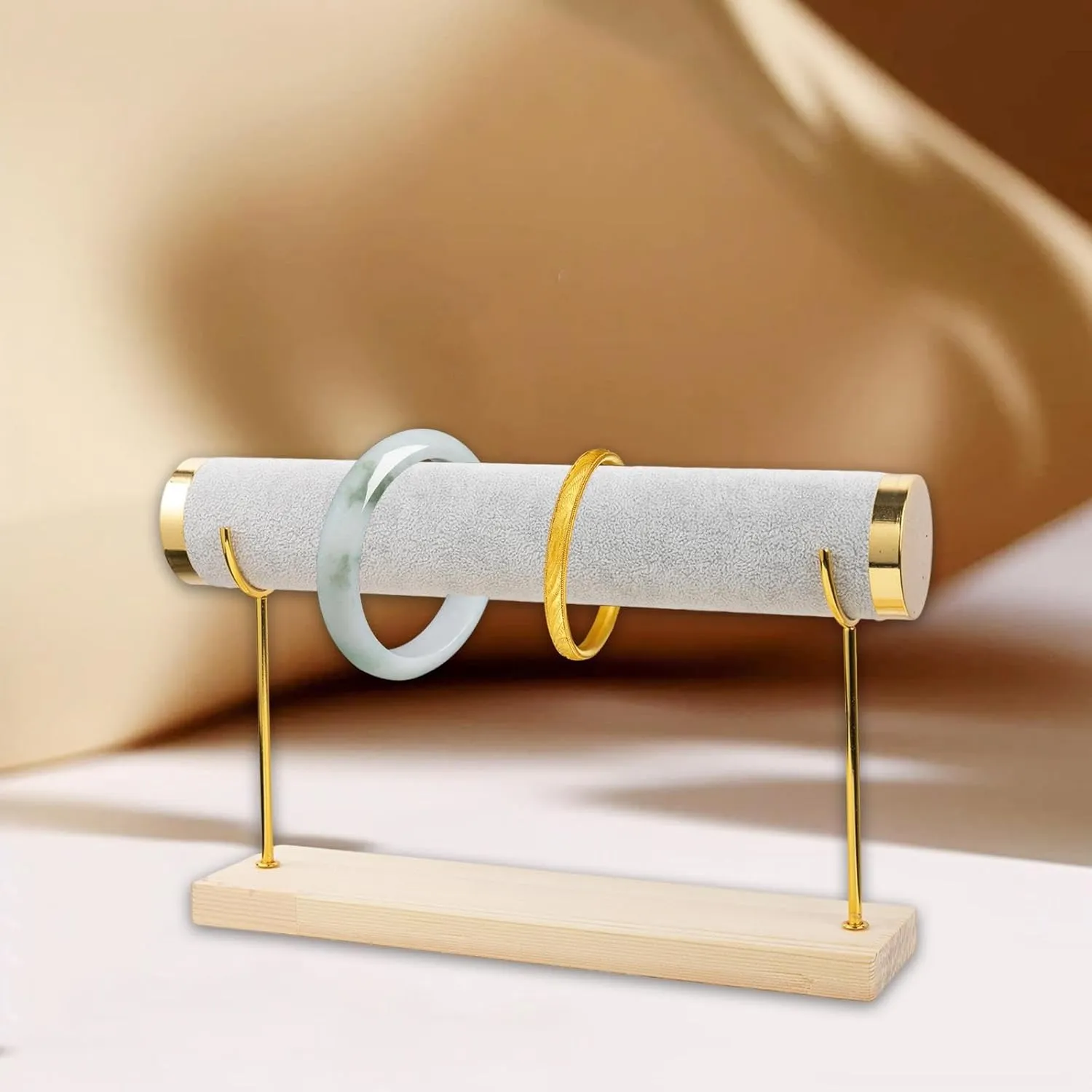 Hair Ties, Gray Bracelet Holder devoid clearer stocky Bracelet Organizer Showcase Dressing Table Velvet Jewelry Watch Display Stand for 