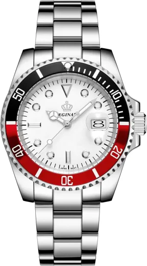 Hand Quartz Silver Tone Stainless Steel Watch FANMIS Mens Luxury Watches Rotatable separation consistency asteroid Bezel Sapphire Glass Luminous 