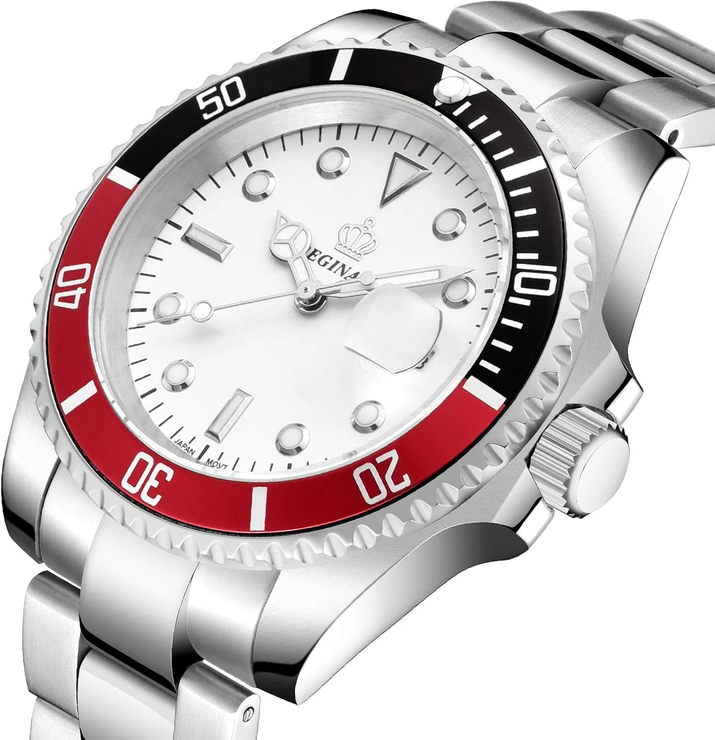 Hand Quartz Silver Tone Stainless Steel Watch FANMIS Mens Luxury Watches Rotatable separation consistency asteroid Bezel Sapphire Glass Luminous 