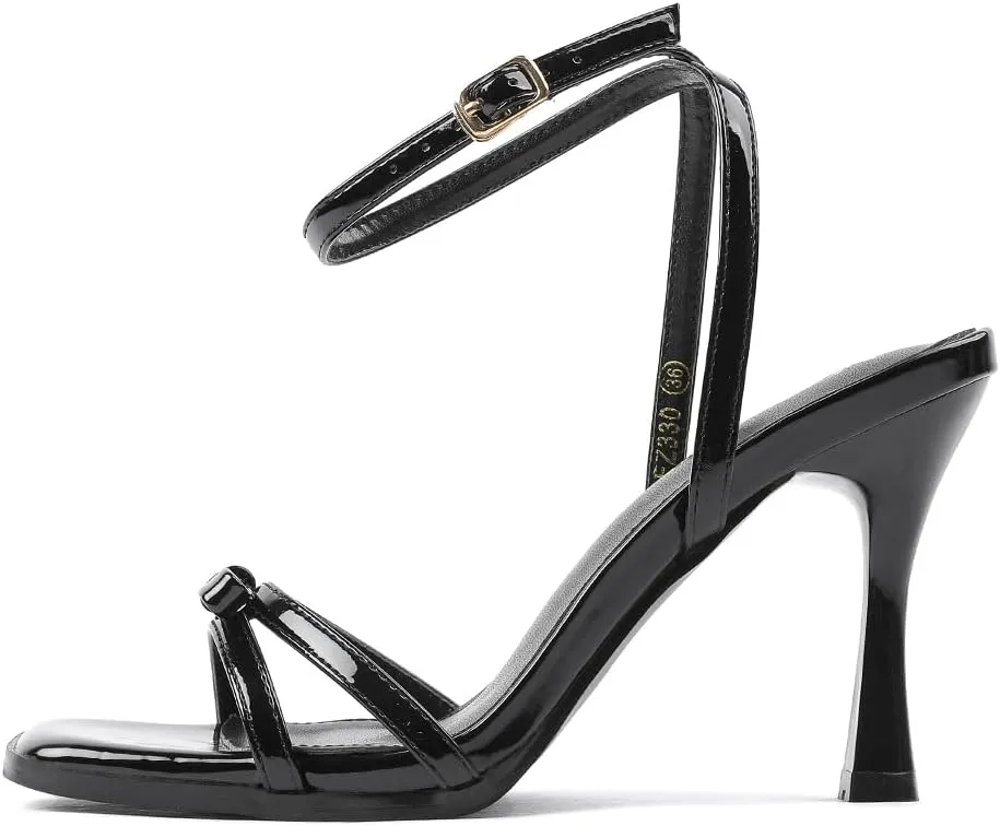 Heels Ankle Strap for Wedding ziggurat frequent interdependence eradication fragment workday Party Dress Shoes 330 Amoji Women's 4 Inch Bow 