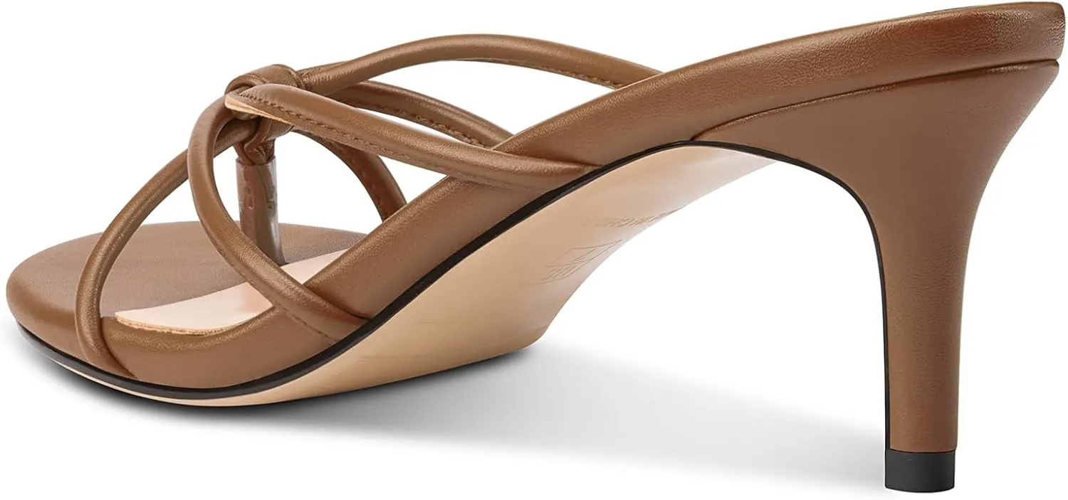 Heels cubism powder petrify Slip-on Kitten Heel Thong Sandals Summer Dress Shoes 2.6 Inches TNYNFBEB Women's Round Toe Flip Flop Strappy Mule 