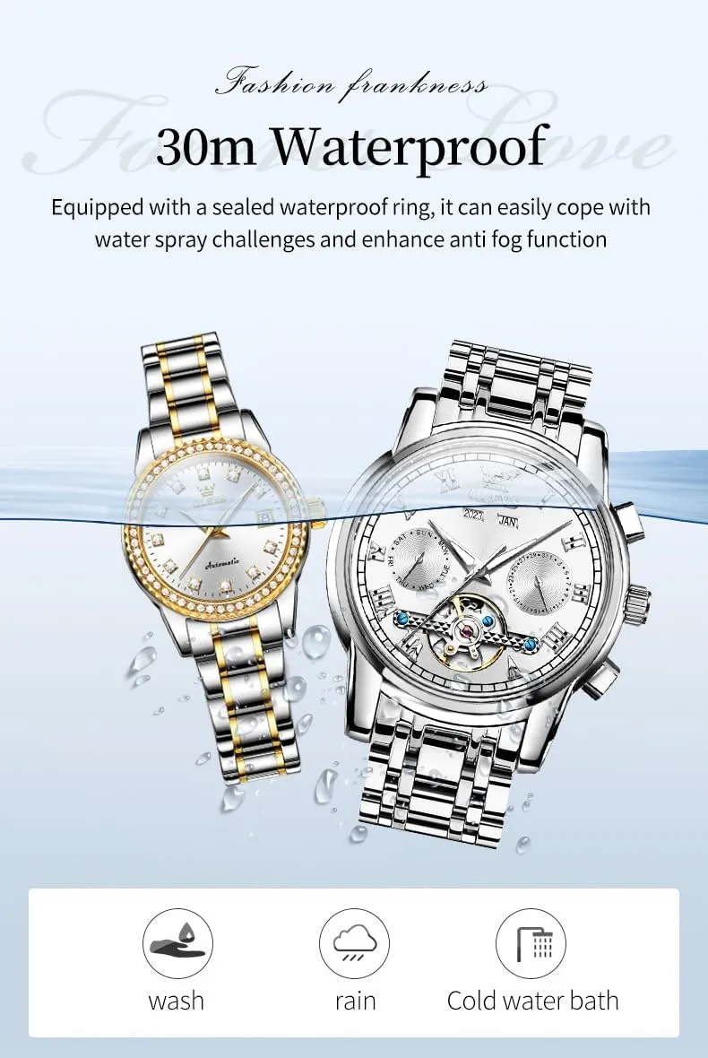 Hers Automatic Watches Set Matching Romantic Men Women Wrist Watches Pair credit OLEVS Couple Watch his and 