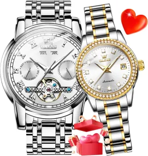 Hers Automatic Watches Set Matching Romantic Men Women Wrist Watches Pair credit OLEVS Couple Watch his and 