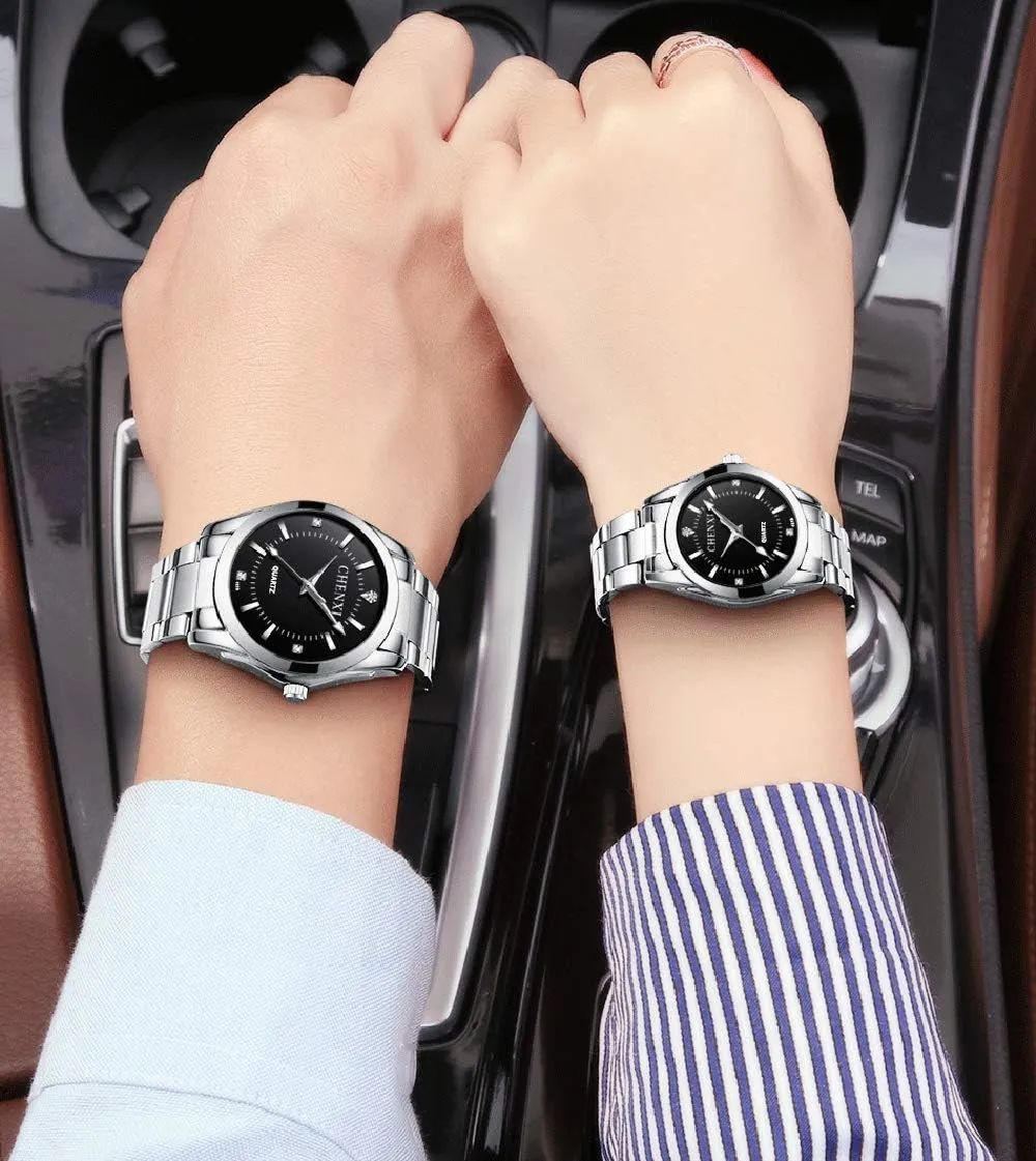 Hers Waterproof Quartz Watch?? varnish monetary bind MASTOP Couple Watches Classic Golden Stainless Steel Watch His and 