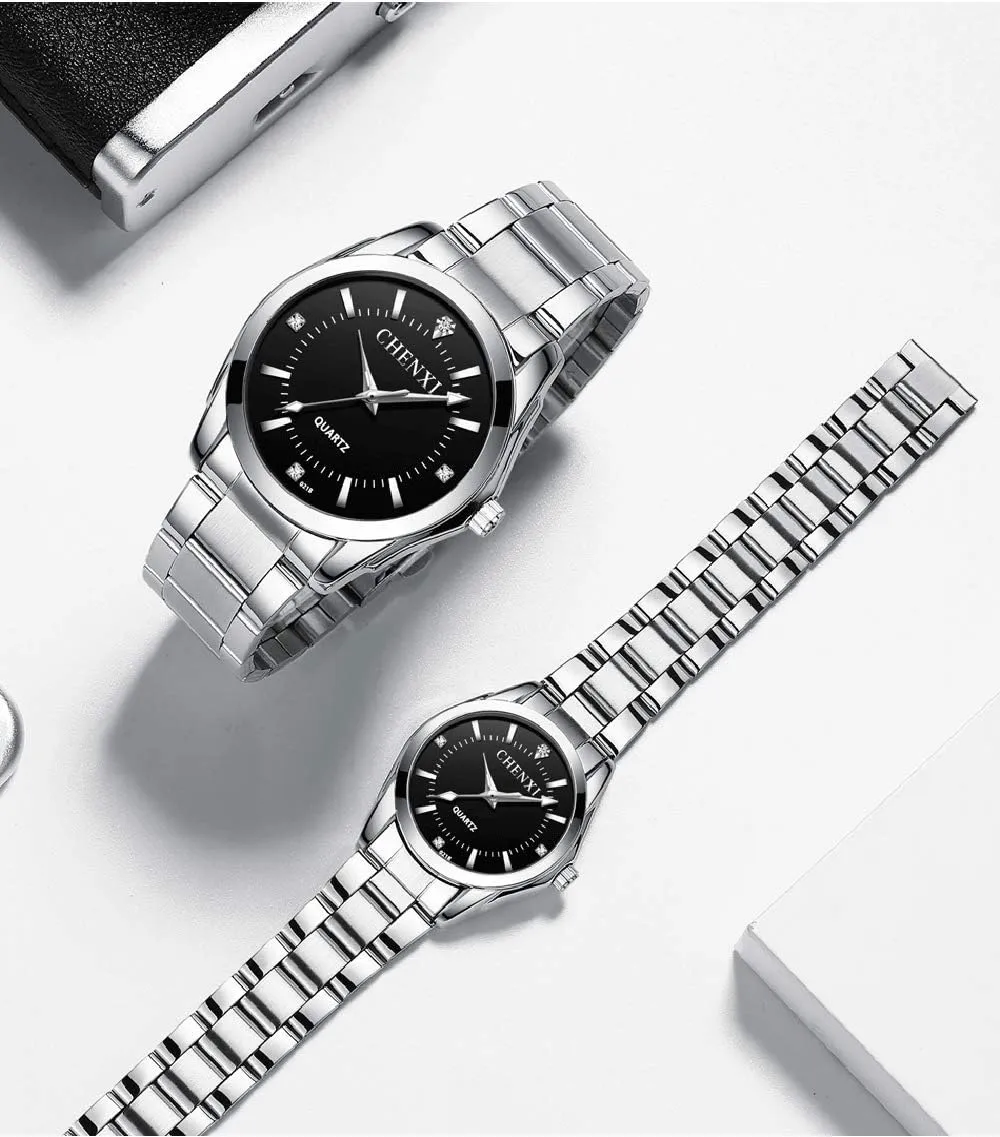 Hers Waterproof Quartz Watch?? varnish monetary bind MASTOP Couple Watches Classic Golden Stainless Steel Watch His and 