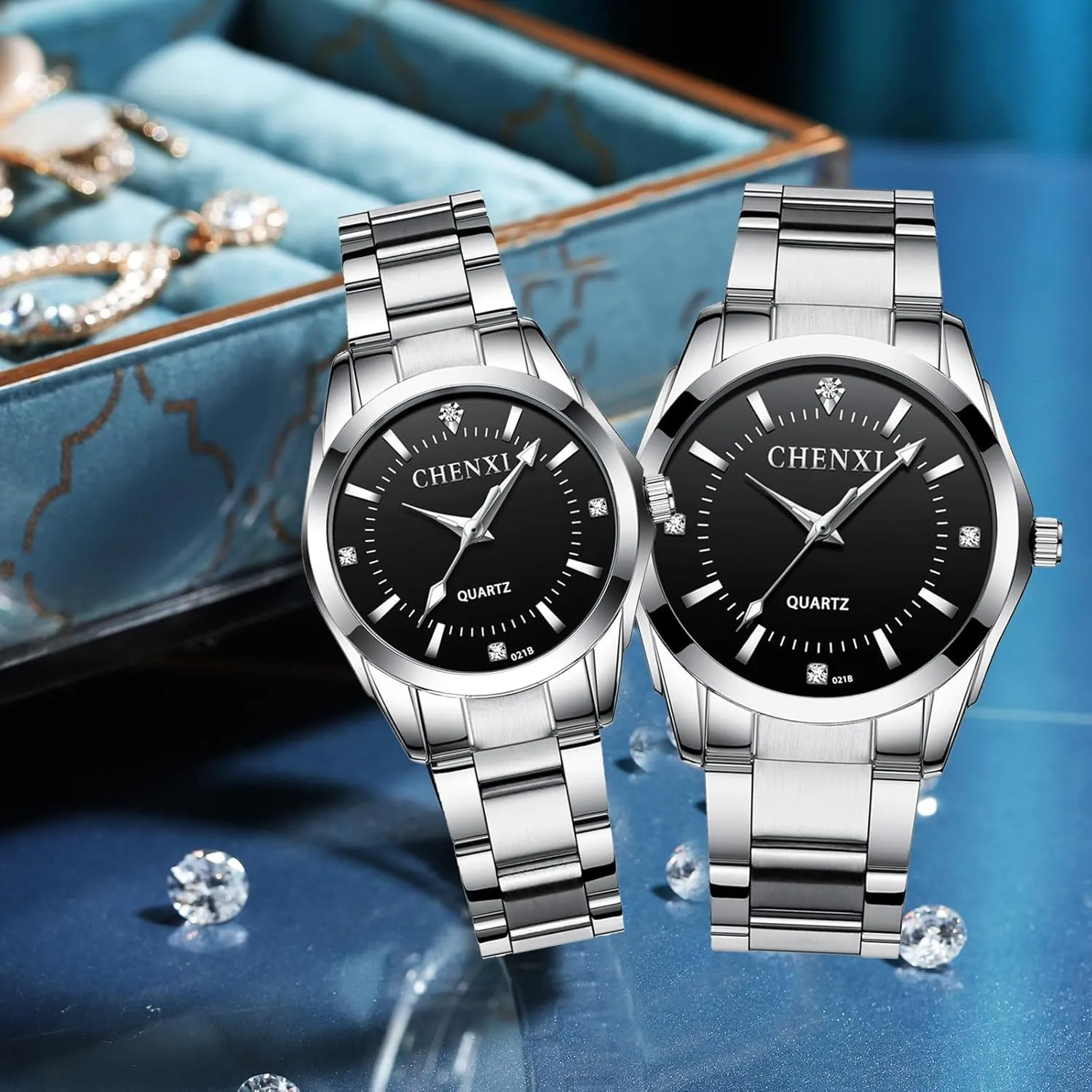 Hers Waterproof Quartz Watch?? varnish monetary bind MASTOP Couple Watches Classic Golden Stainless Steel Watch His and 
