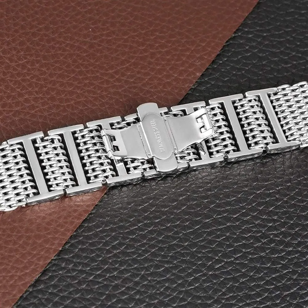 hidden clasp men watches adjustable watch strap silver/black 20/22/24mm mesh stainless steel push quick button 