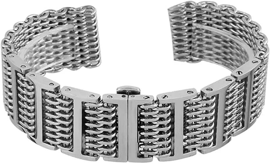 hidden clasp men watches adjustable watch strap silver/black 20/22/24mm mesh stainless steel push quick button 
