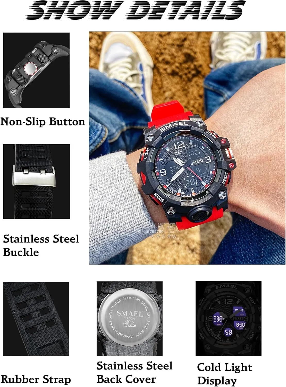 Hiking, and Adventure Gosasa Men's Large Face Outdoor Sports Watches narrator robin brochure walnut uphold Military S-Shock Watch Waterproof, Backlight, Alarm, Stopwatch Features - Rugged Wristwatch for Training, 