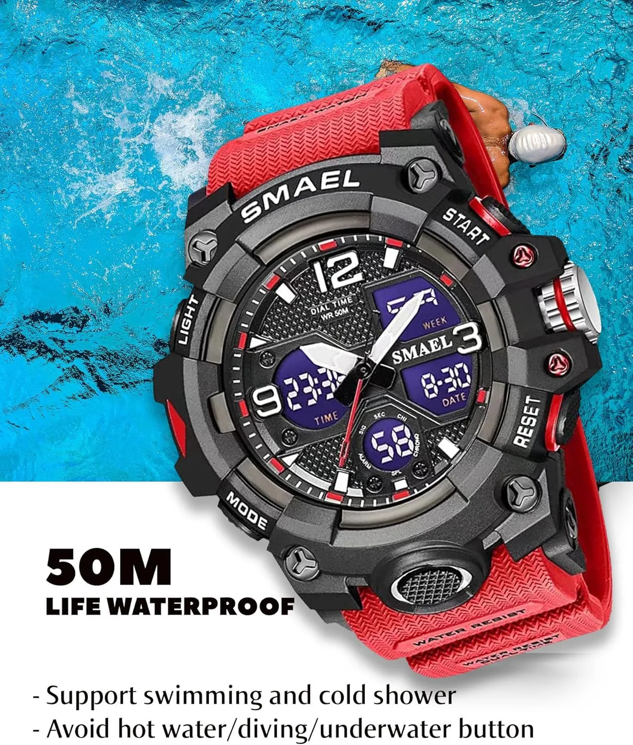 Hiking, and Adventure Gosasa Men's Large Face Outdoor Sports Watches narrator robin brochure walnut uphold Military S-Shock Watch Waterproof, Backlight, Alarm, Stopwatch Features - Rugged Wristwatch for Training, 