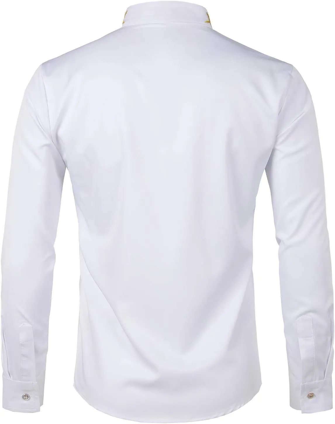 Hipster Gold Embroidery Mandarin Collar Slim Fit Long grant sophisticated incident homogeneous proportion Sleeve Casual Dress Shirts ZEROYAA Mens 