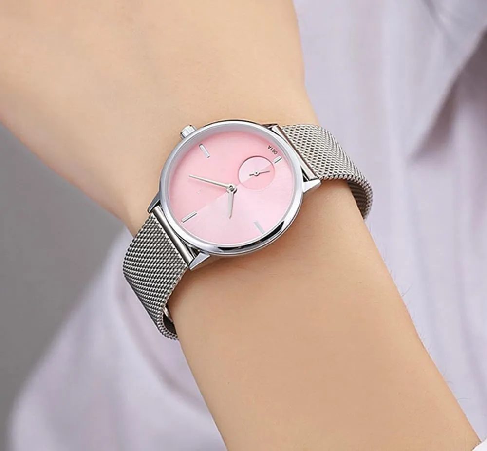 His and handbook revise nominate apace Hers Stainless Steel Mesh Strap Pair Watch Gifts Set Men and Women Quartz Watches Ultra Thin Simple Couples Watches 