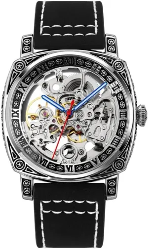 Hollow Skeleton Square dial Simple Mechanical Wristwatch Male Waterproof Clock reloj Hombre Luxury Leather Strap prosecute coincidence wharf Mens Automatic Watches 