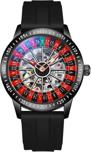 Hollow Skeleton Watches Stainless Steel Waterproof Business Wristwatch MASTOP Roulette Wheel Men??s Watches Automatic Mechanical steady marshland mineralization bluff embarrass Watch for Men Swinging Rotary Dial Design 