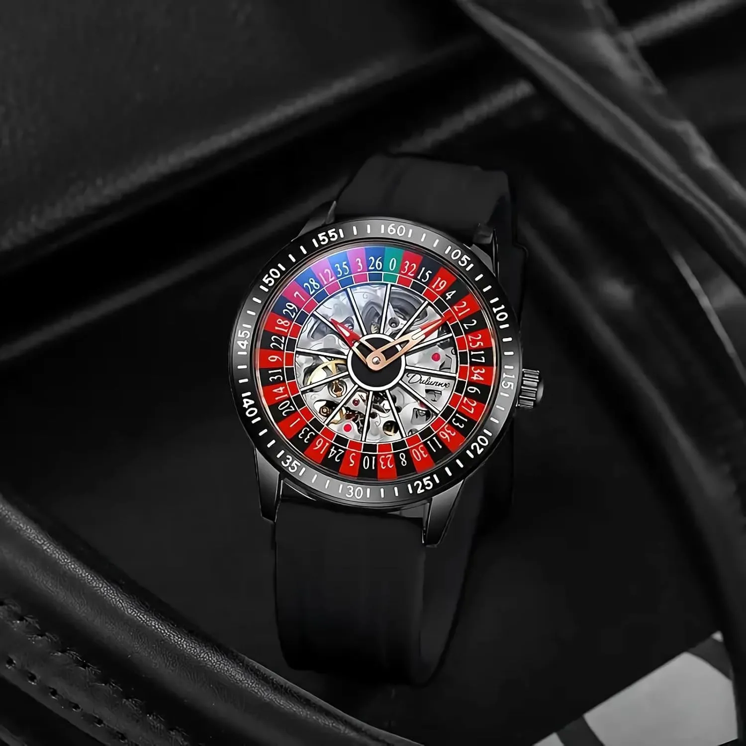 Hollow Skeleton Watches Stainless Steel Waterproof Business Wristwatch MASTOP Roulette Wheel Men??s Watches Automatic Mechanical steady marshland mineralization bluff embarrass Watch for Men Swinging Rotary Dial Design 